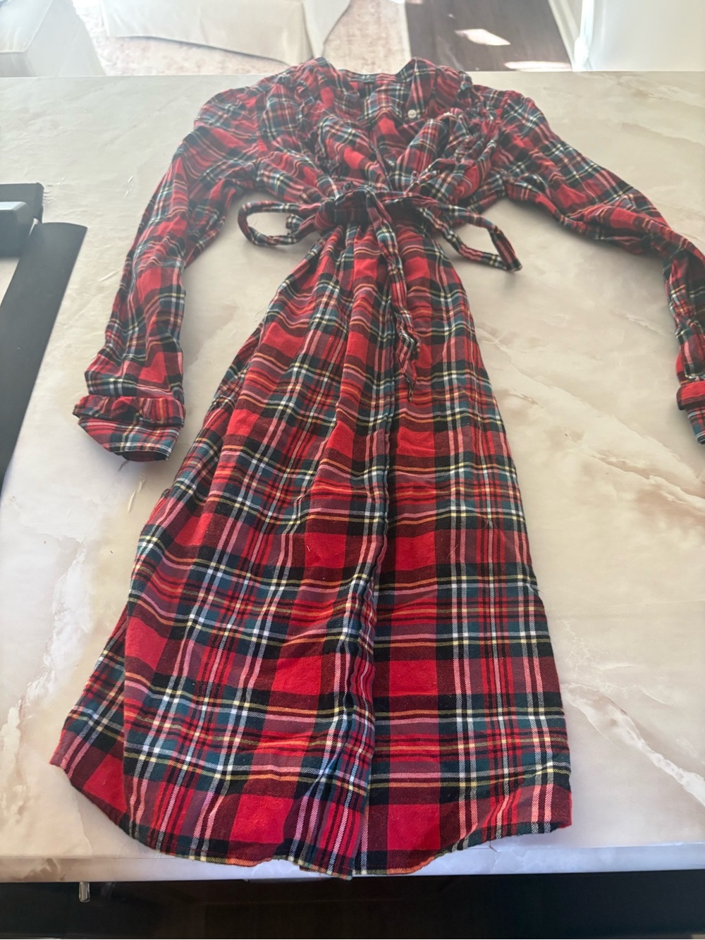 Brooks Brothers Red Plaid Tie-Waist Dress
